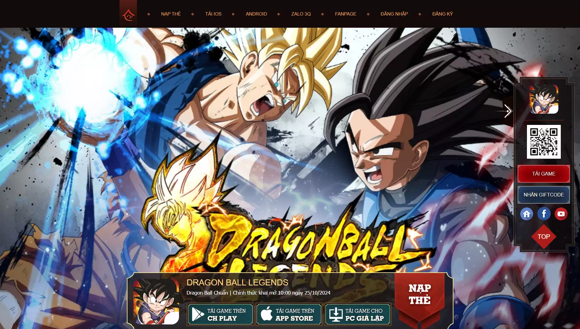 DB Legends Mobile Online - Việt Hóa - Android/iOS - Web User - Nạp Coin - Giftcode - Webshop - Win | ABC